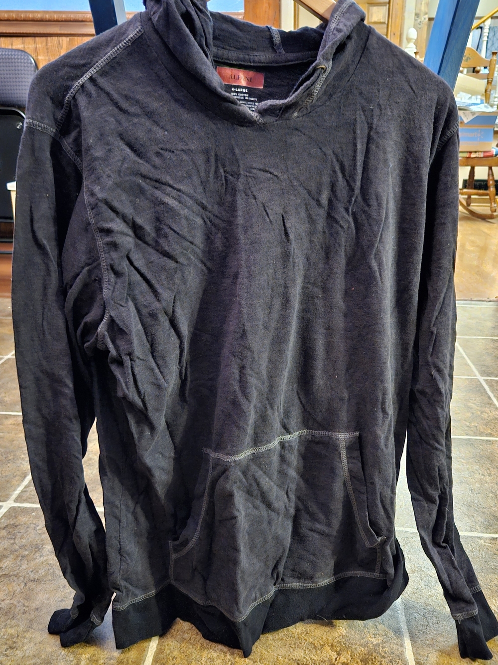 Alfani Black Hooded Pullover Sweatshirt